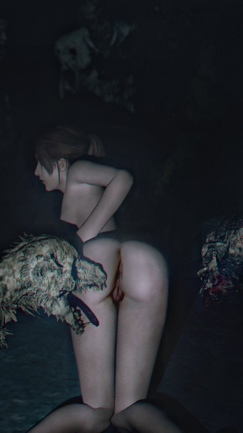 1girls 2monsters 3d ass claire_redfield exhibitionism legs_spread looking_at_pussy naked pussy resident_evil resident_evil_revelations_2 zikielelel zombie zoophilia