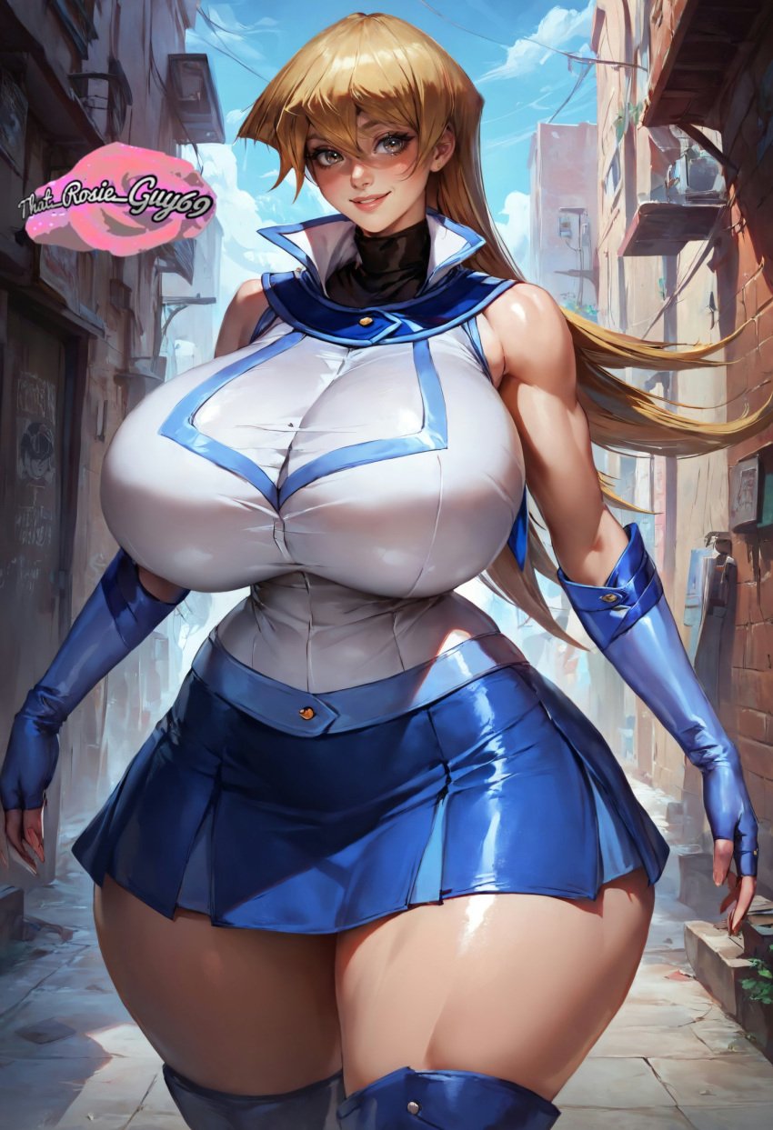 1girls ai_generated alexis_rhodes big_breasts big_thighs blonde_hair curvaceous curvy_female female female_only fingerless_gloves gold_eyes hourglass_figure large_breasts light-skinned_female light_skin long_hair miniskirt outdoors standing tenjouin_asuka that_rosie_guy69 thick thick_thighs voluptuous voluptuous_female wide_hips yu-gi-oh! yu-gi-oh!_gx