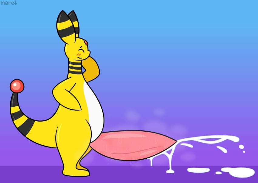 ampharos anthro blush chubby chubby_male cum cumshot evilfiendish furry hands-free huge_cock male_focus male_only massive_penis musk musk_clouds musky_cock no_humans no_testicles pokemon pudgy_belly side_view