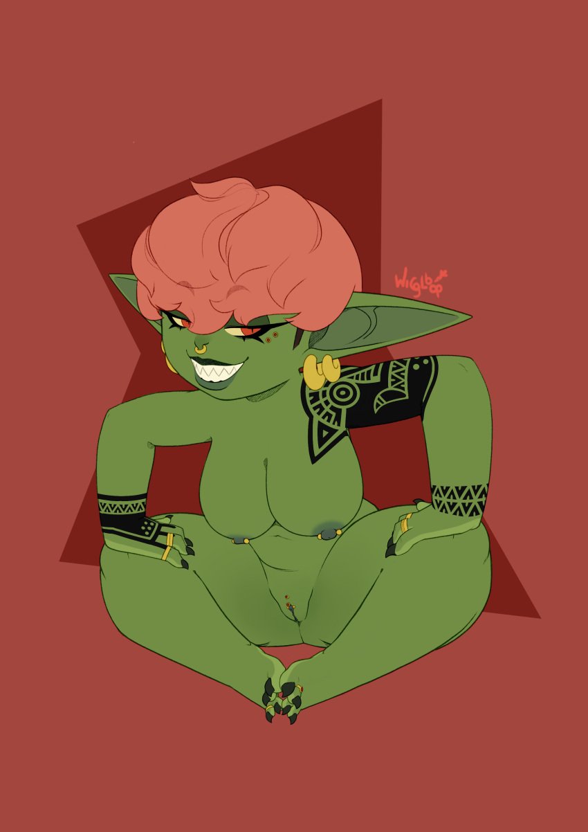 absurd_res areola arm_tattoo big_breasts black_nails breasts colored_nails cross_pupils digit_ring ear_piercing ear_ring facial_piercing feet female genital_piercing genitals goblin goblin_female green_areola green_body green_nipples green_skin hair hand_tattoo hi_res humanoid humanoid_pointy_ears jewelry looking_at_viewer nails navel nipple_piercing nipples nose_piercing nose_ring nude piercing pointy_ears pussy pussy_piercing red_eyes red_hair ring ring_piercing sharp_teeth short_hair short_stack shoulder_tattoo smile solo tattoo teeth thick_thighs toe_ring toes wide_hips wigglbop yellow_sclera