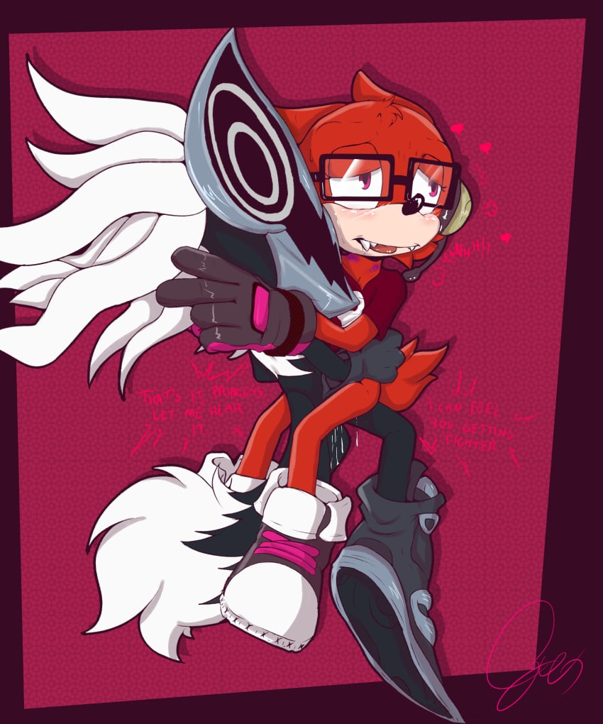 amazinggwen anthro anthro_on_anthro blush canine clothing cum cum_drip cum_in_pussy cum_inside custom_character_(sonic_forces) dialogue dirty_talk dreadlocks dripping english_text eyewear fangs female fluffy_tail footwear fur gadget_the_wolf glasses gloves heart heavy_breathing highres holding_(disambiguation) infinite_(sonic) interspecies jackal male mammal nude penetration rule_63 sega sex sharp_teeth shoes sonic_(series) sonic_forces sonic_team straight teeth tongue tongue_out twitch_lines vaginal_penetration video_games wolf