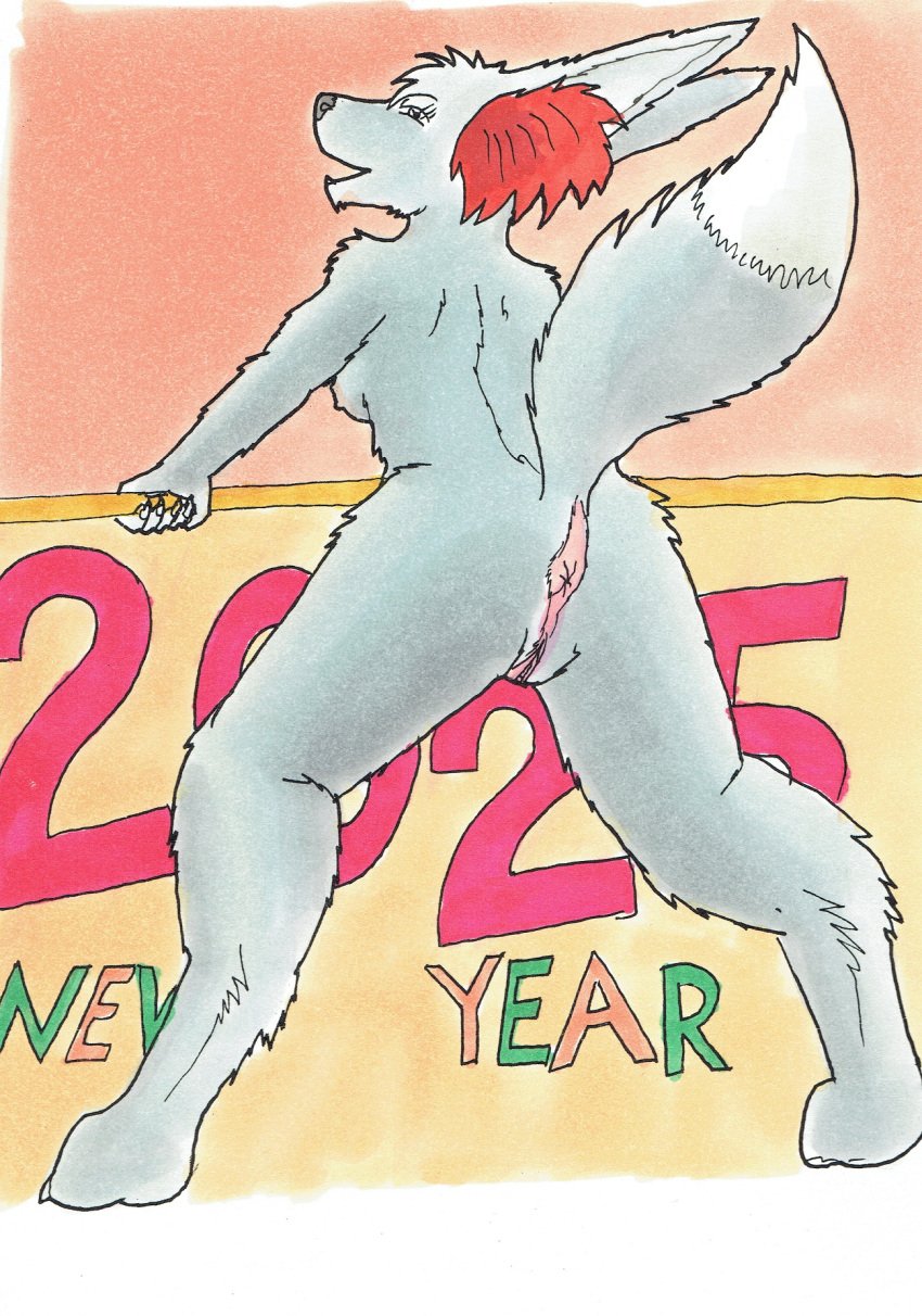 anthro anus ass canid canine female fennec_fox fenniken fox genitals hi_res laura_(nyghtmar3) mammal newyear2025 nintendo nude nyghtmar3 pokemon pokemon_(species) pokemorph pussy raised_tail shiny_pokemon solo tail traditional_media_(artwork) true_fox