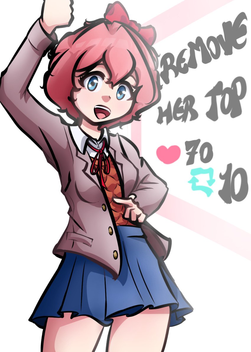 blue_eyes doki_doki_literature_club last_u17 pink_hair sayori_(doki_doki_literature_club) short_hair