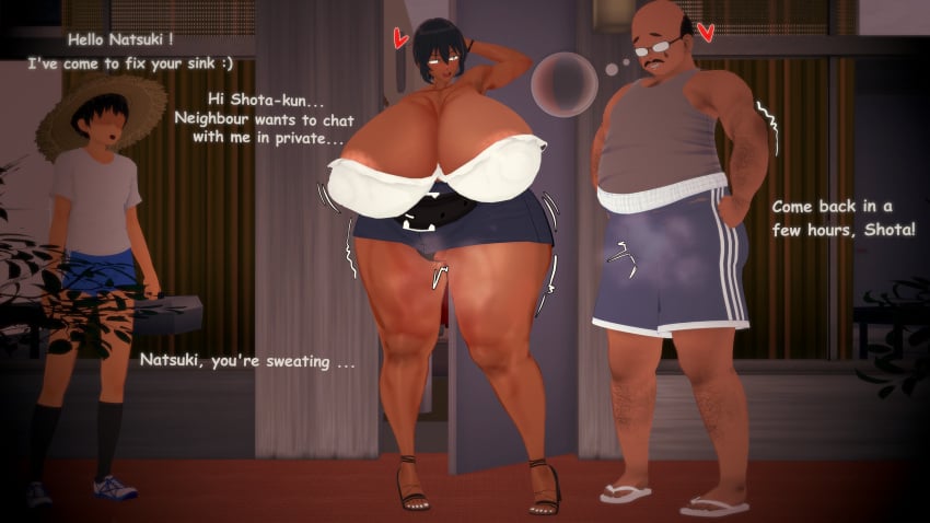 3d age_difference ass_bigger_than_head ass_visible_through_thighs big_areola big_ass big_belly big_breasts big_butt big_nipples big_thighs breasts breasts_bigger_than_head brown_body brown_skin bulge dark_skin fanart heels huge_ass huge_breasts imminent_sex juujia koikatsu nail_polish natsuki_(amazon) ntr outdoors pussy_visible_through_clothes smaller_male thick_ass thick_hips thick_legs thick_thighs thighs toes ugly_bastard ugly_man