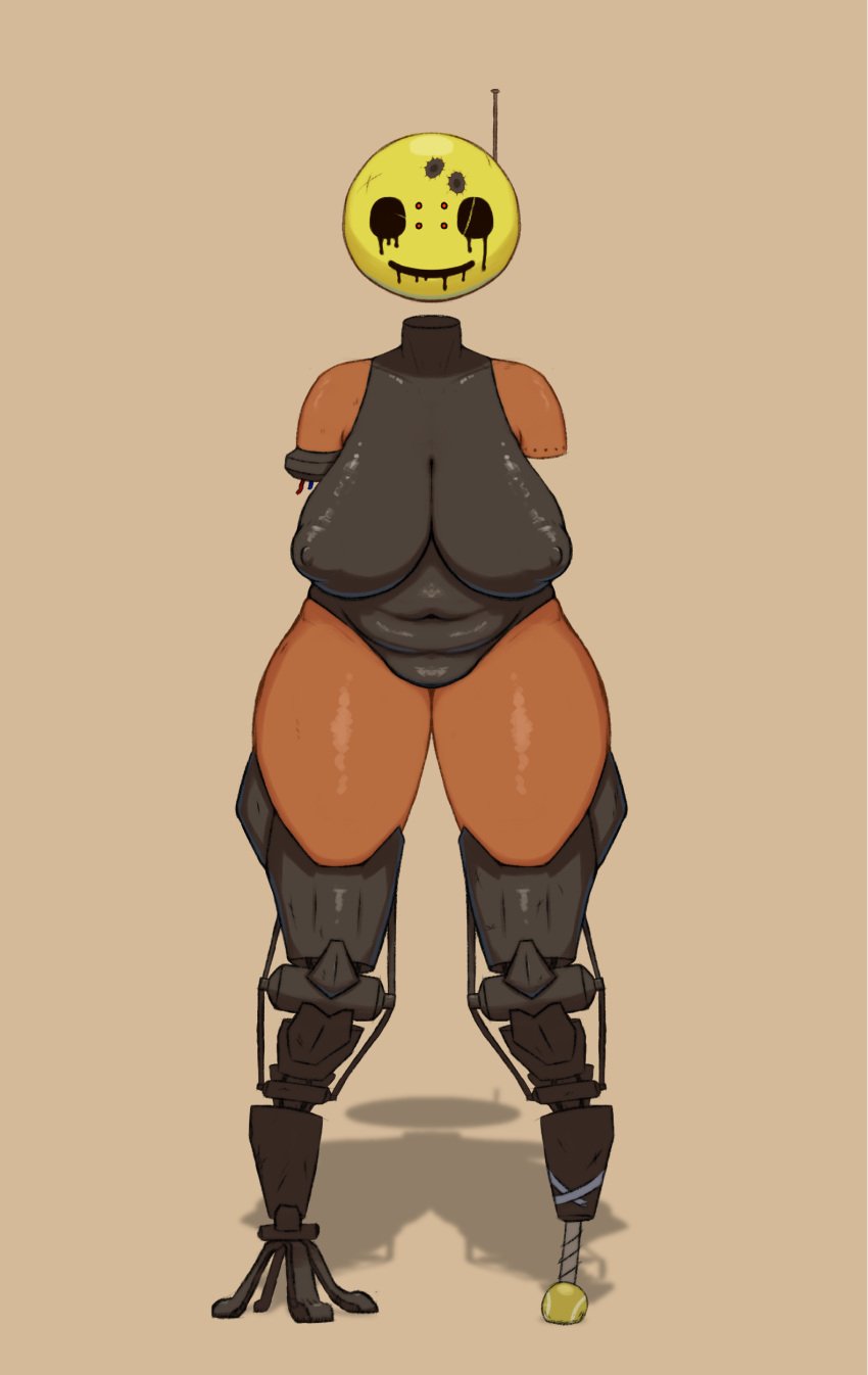 amputee big_breasts chubby female female_robot keelpowah no_arms plump robot robotic_legs tan_body thick_thighs