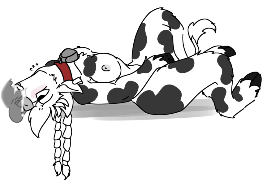 anthro balls blush bovine braided_hair breasts cattle cum cum_in_mouth cum_inside dairy_air deepthroat disembodied_penis ear_piercing eyelashes female hair hijackerdraws hijackerdraws_(artist) male mammal mascot neck_bulge nipples nude penis piercing throat_swabbing