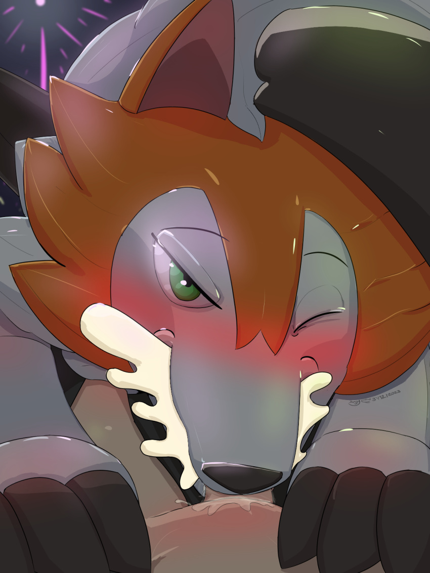 anjydrawslewd anthro anthro_penetrated blush bodily_fluids claws cum cum_in_mouth cum_inside cum_overflow duo dusk_lycanroc fellatio female fireworks first_person_view generation_7_pokemon genital_fluids genitals hi_res human human_on_anthro human_penetrating human_penetrating_anthro interspecies looking_at_viewer looking_back lycanroc male male/female male_pov mammal nintendo oral paws penetration penile penis pokemon pokemon_(species) pokephilia pov saliva saliva_on_penis sex spikes spikes_(anatomy)