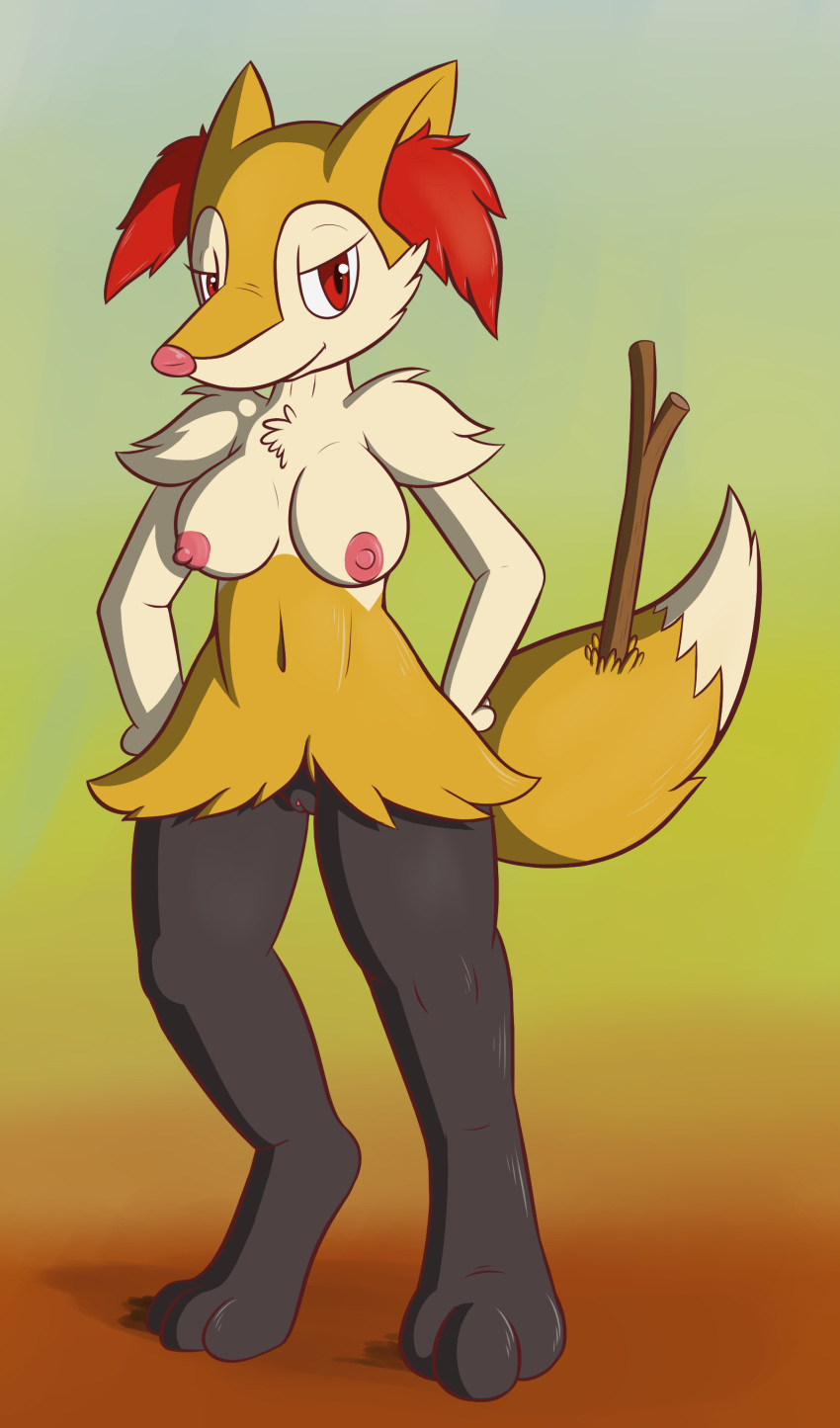 anthro braixen breasts female fur furry furry_only nintendo pokémon_(species) pokemon pokemon_(species) pussy rvlis solo video_games