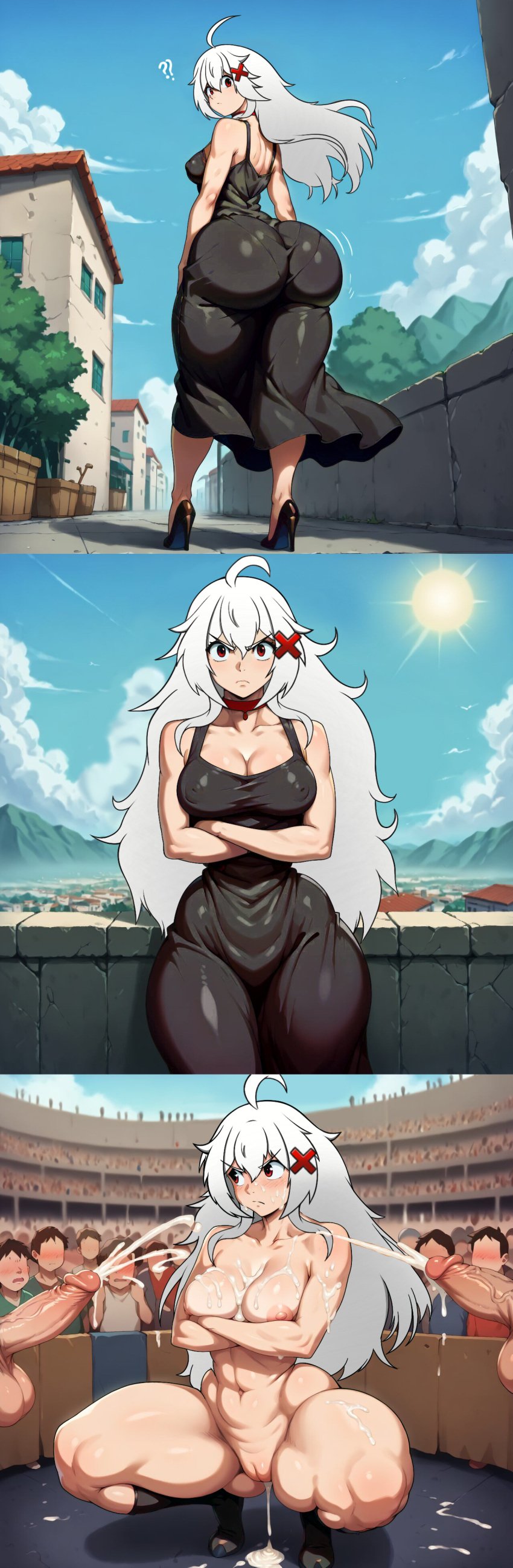 1girls ahoge ai_assisted angry angry_expression angry_face belly belly_button big_ass black_dress boots breasts clothed cojonudon't crossed_arms cum_drip cum_in_pussy cum_on_body cum_on_breasts cum_on_face curvy darkraimola_girlfriend darkraimola_personal_slut dat_ass ejaculating_cum erection erispheria female gangbang goddess heels hourglass_figure humiliation long_hair multiple_boys nipples penis public_humiliation public_sex red_hair sex squatting squatting_cowgirl_position squatting_position thick_ass thick_legs thick_thighs twitch virtual_youtuber vtuber white_background wide_hips youtube youtube_hispanic