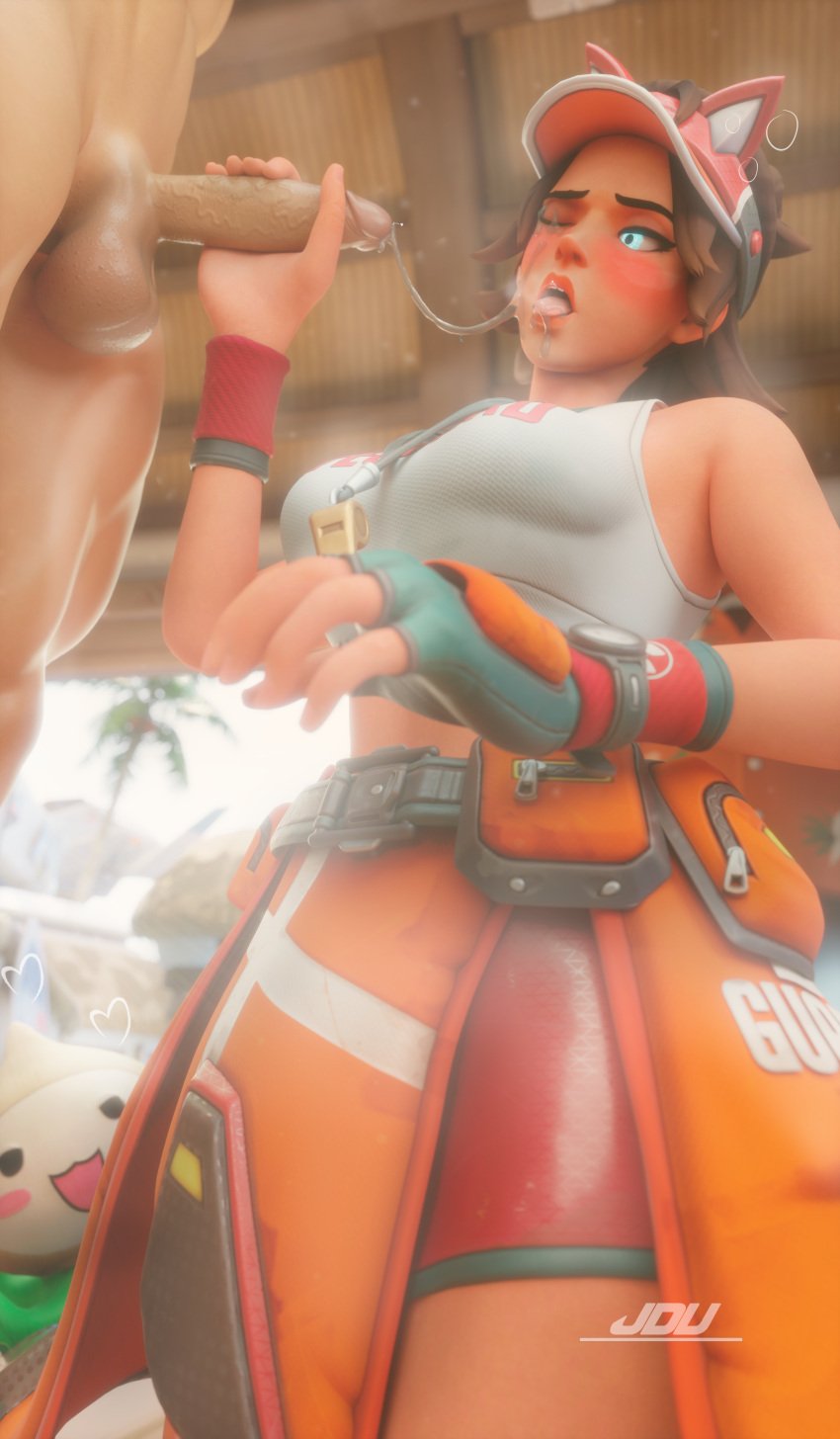 1boy 1girls 3d 3d_(artwork) 4k activision asian asian_female beach blender blizzard_entertainment blue_eyes blue_eyes_female blush brown_hair brown_hair_female cum cum_in_mouth cum_on_face cute embarrassed fox fox_ears fox_girl jdv kiriko_(overwatch) kiriko_kamori lifeguard lifeguard_kiriko light_skin light_skinned_female oral oral_sex overwatch overwatch_2