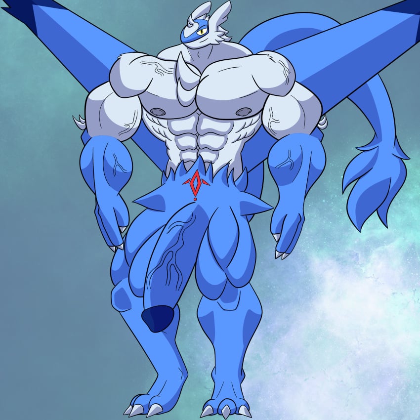 absurd_res aeon-but-buff anthro generation_3_pokemon genitals hi_res latios legendary_pokemon male muscular muscular_anthro nintendo penis pokemon pokemon_(species) solo