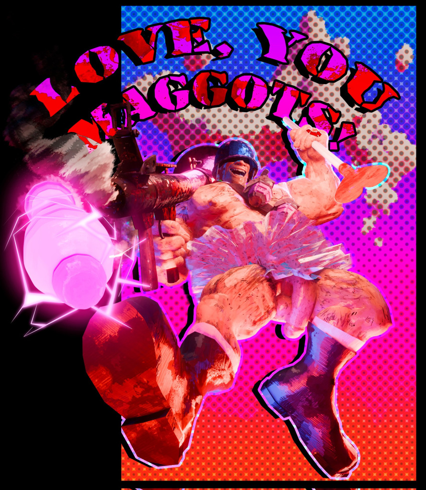unrealsoska228 muscular bara video_games gay yaoi team_fortress_2 male male_only 3d 2025 soldier_(team_fortress_2) skirt valentine's_day