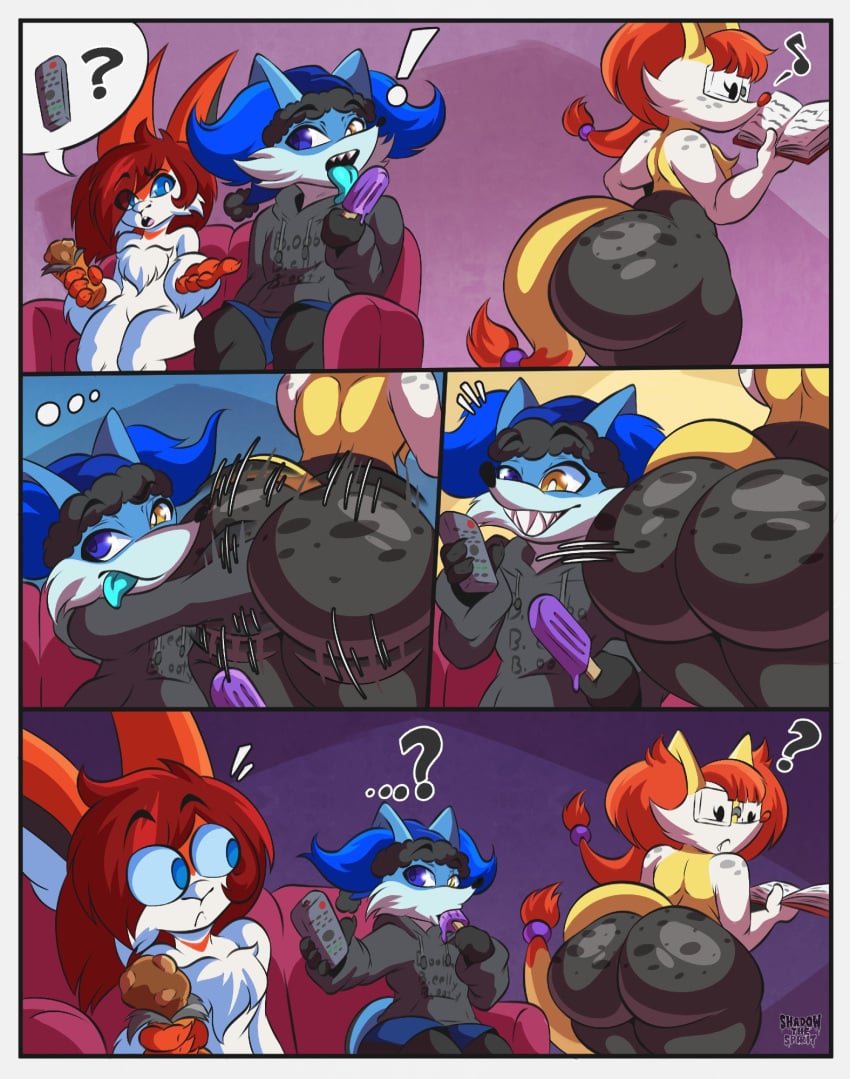 big_ass braixen bubble_butt comic female funny furry huge_ass irene_(thixxen) karter_(thixxen) pokemon pokemon_(species) question_mark questionable_consent shadowthespirit thick_thighs wide_hips