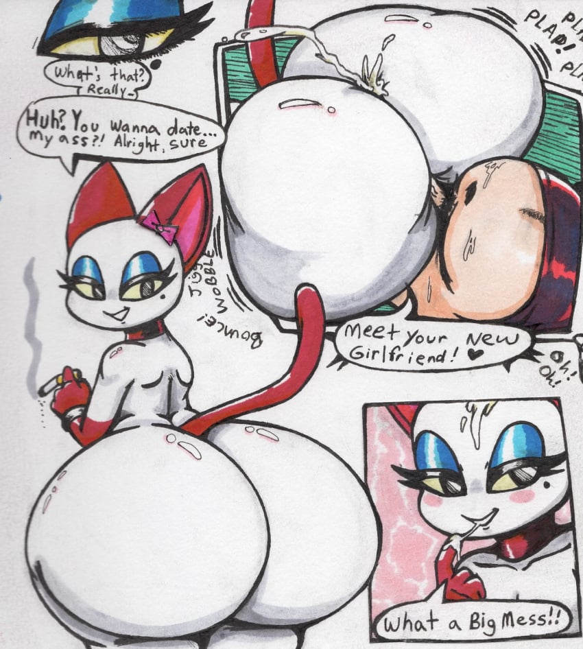 1boy 1girls 2024 animal_crossing anthro ass buttjob covered_buttjob cum english_text face_in_ass feline female furry huge_ass looking_back nintendo nunya84587583 obese_female olivia_(animal_crossing) text thick_ass vampiricpig