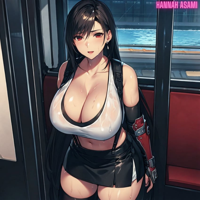 ai_generated final_fantasy final_fantasy_vii hannah_asami-(artist) tank_top tifa_lockhart tifa_lockhart_(cosplay)