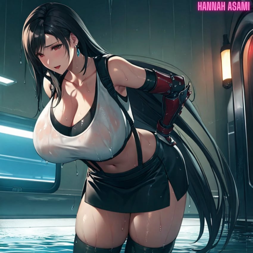 ai_generated final_fantasy final_fantasy_vii hannah_asami-(artist) tank_top tifa_lockhart tifa_lockhart_(cosplay)