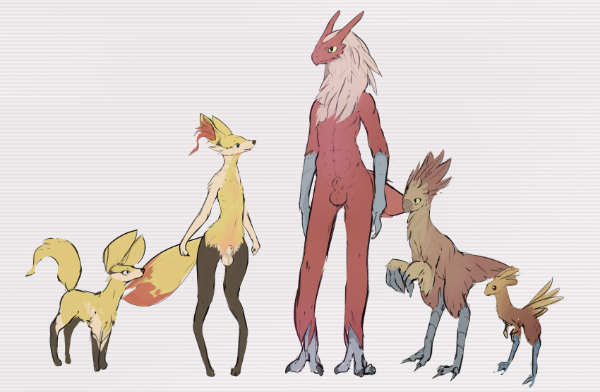 animal_genitalia balls blaziken braixen claws combusken feathers fennekin male male_only mindkog nintendo nude pokemon pokemon_(species) sheath torchic video_games