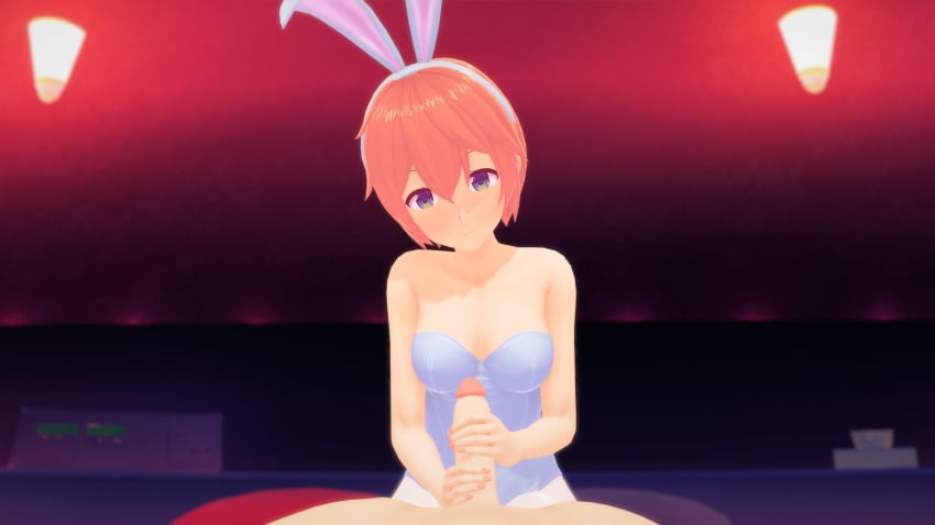 3d big_penis bunny_ears bunny_girl bunnysuit doki_doki_literature_club ecxreaper handjob human human_only light-skinned_female light-skinned_male light_skin looking_at_viewer male_pov penis pov pov_eye_contact sayori_(doki_doki_literature_club) smile