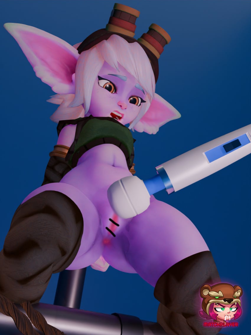 animated_at_source animated_version_available bondage bondage bound bound_legs bound_wrists forced forced_masturbation hitachi_magic_wand league_of_legends matchplayer moaning tied tied_up tristana yordle