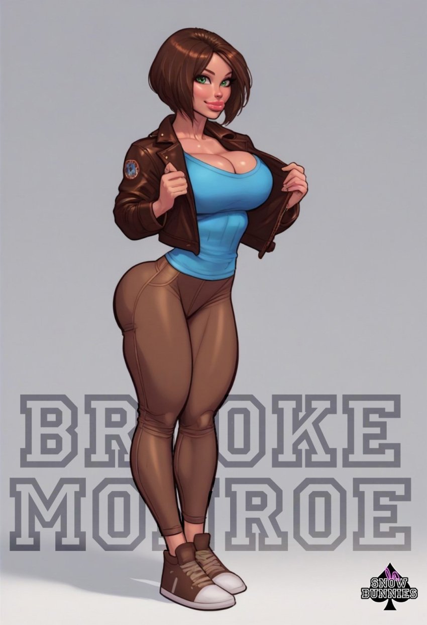 ai_generated brooke_monroe brown_hair core_five female full_body hi_res huge_ass huge_breasts original_character pinup posing sn0wbunn1es0nly snow_bunnies