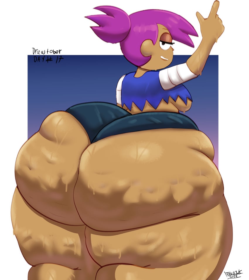 1girls ass big_ass bottom_heavy bubble_butt cellulite clothing dark-skinned_female dark_skin dat_ass enid fat_ass female female_only huge_ass hyper hyper_ass large_ass looking_at_viewer looking_back massive_ass ok_k.o.!_let's_be_heroes purple_hair sweat sweaty_ass sweaty_body thick_ass thick_thighs tool01k wide_hips