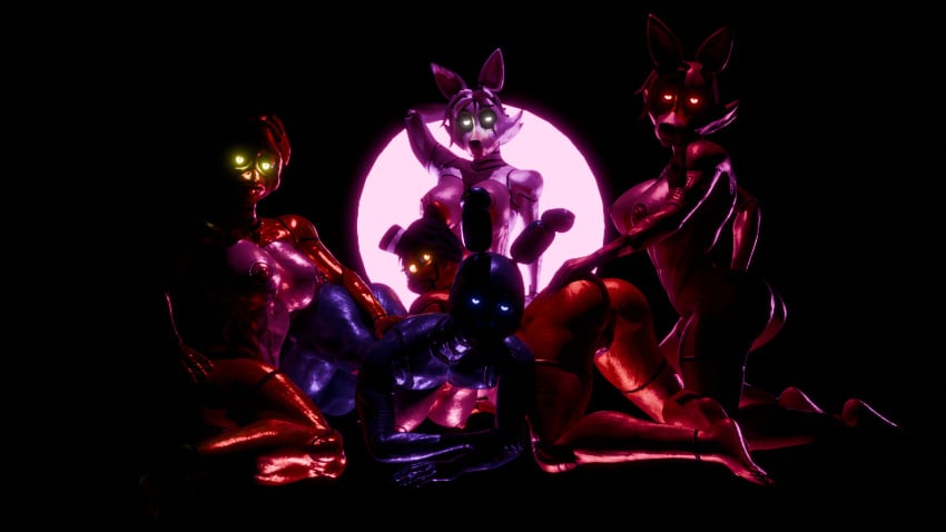 5girls five_nights_at_freddy's foxy_(fnaf) foxy_(rubikon) freddy_(fnaf) mangle_(fnaf) nude pose tagme toy_bonnie_(fnaf) toy_chica_(fnaf)