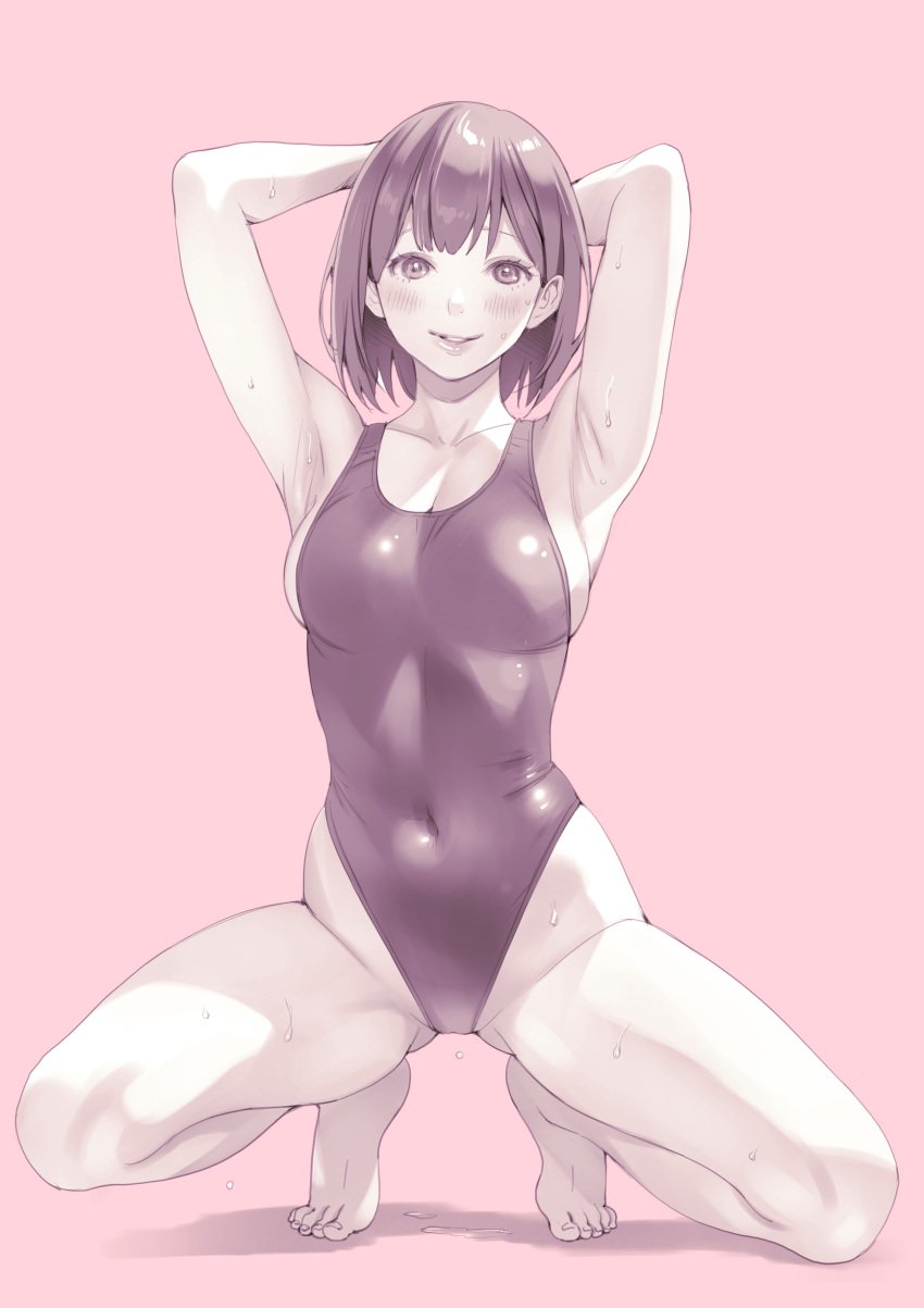 1girls absurd_res absurdres arm_behind_head armpit armpit_crease armpit_peek armpits bare_armpits bare_arms bare_calves bare_chest bare_hands bare_hips bare_knees bare_legs bare_shoulders bare_skin bare_thighs bare_toes barefoot belly belly_button bikini blush blush_face blush_lines blushed_face blushing_at_viewer blushing_face blushing_female breasts busty busty_female busty_girl calves cleavage cleft_of_venus collarbone dot_nose elbows embarrassed embarrassed_exposed_female embarrassed_expression embarrassed_female embarrassed_nude_female exposed exposed_armpits exposed_arms exposed_feet exposed_legs exposed_shoulders exposed_thighs exposed_toes feet female female_focus female_only full_body groin hairless_armpits hand_behind_head high_resolution highres hourglass_figure knees lean_body lean_figure legs legs_apart legs_spread light-skined_female light-skinned light-skinned_female light_skin light_skin_female light_skinned light_skinned_female lips looking_at_viewer macosee medium_breasts medium_hair monochrome narrow_waist navel nervous nervous_expression nervous_face nervous_female nervous_smile one-piece_swimsuit original original_art original_artwork original_character original_characters parted_lips pink_background pussy sexy_armpits shaved_armpits short_hair shoulders shy shy_expression shy_smile simple_background slender_body slender_waist slim_girl slim_waist smile smiley_face smiling smiling_at_viewer smooth_armpits solo spread_legs spreading_legs squatting squatting_female squatting_position standing sweat sweatdrop sweating sweaty sweaty_armpit sweaty_armpits sweaty_arms sweaty_body sweaty_face sweaty_legs sweaty_thighs swimsuit swimwear thick_thighs thighs thin_waist toes v-line white-skinned_female white_background white_skin wide_hips