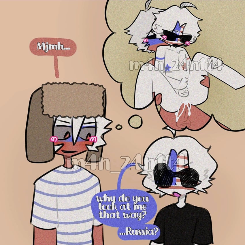 countryhumans cum cum_in_ass cum_on_hand gay_sex handjob male_only russia_(countryhumans) united_states_of_america_(countryhumans)