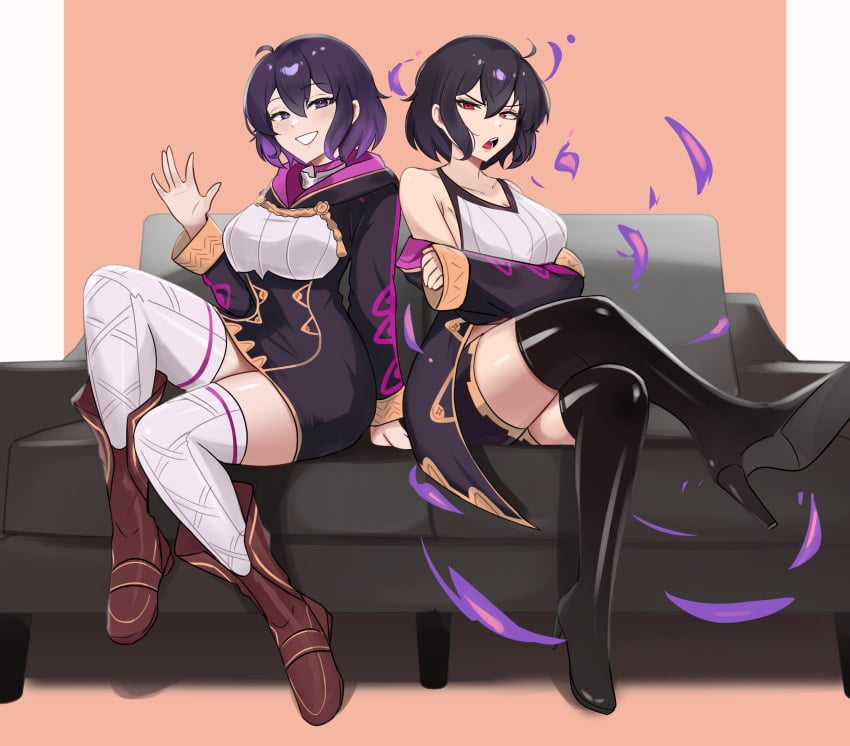 2girls fire_emblem fire_emblem_awakening fire_emblem_heroes grima_(fire_emblem) looking_at_viewer morgan_(fire_emblem) morgan_(fire_emblem)_(female) possessed possession zet_(twt_zet)