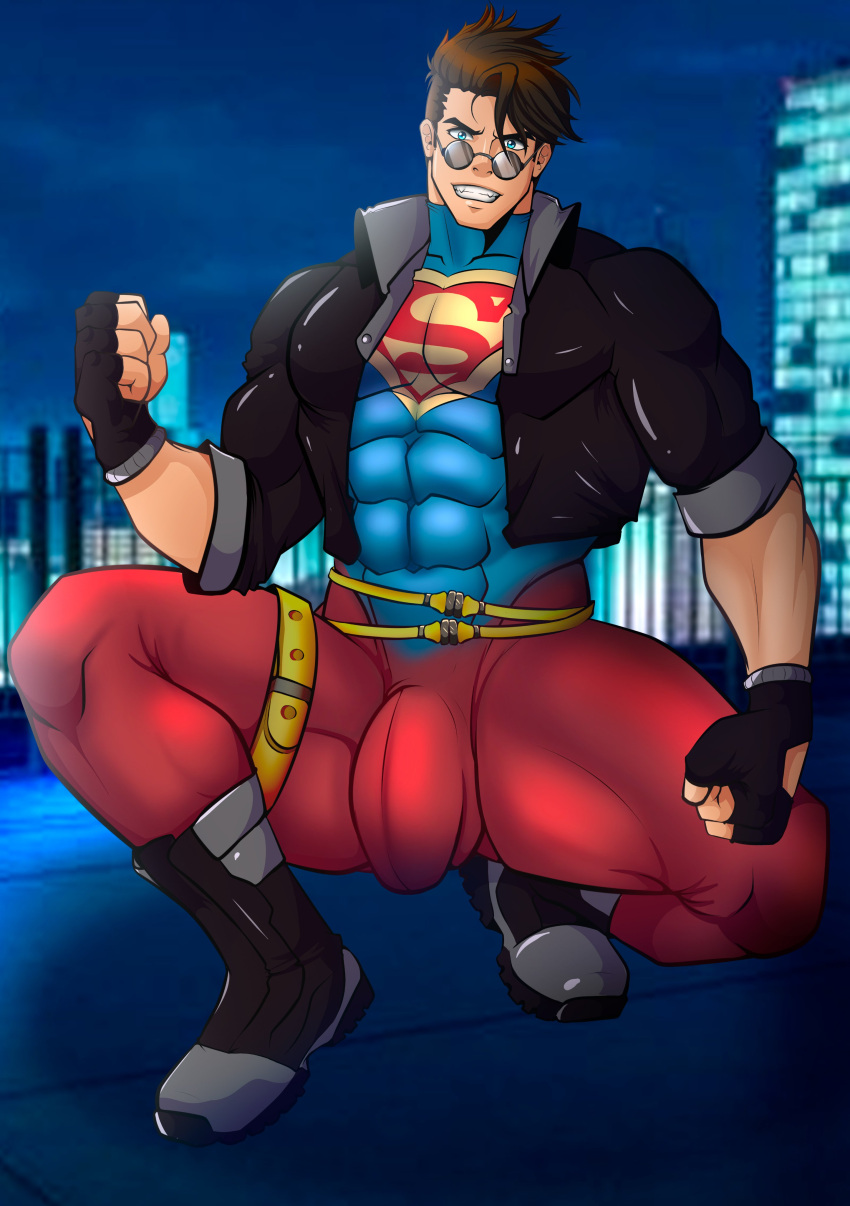 1boy abs bara biceps big_bulge bulge clothing dc dc_comics finall_bosss kon-el male male_only muscular_male pecs superboy superman_(series) tight_clothing