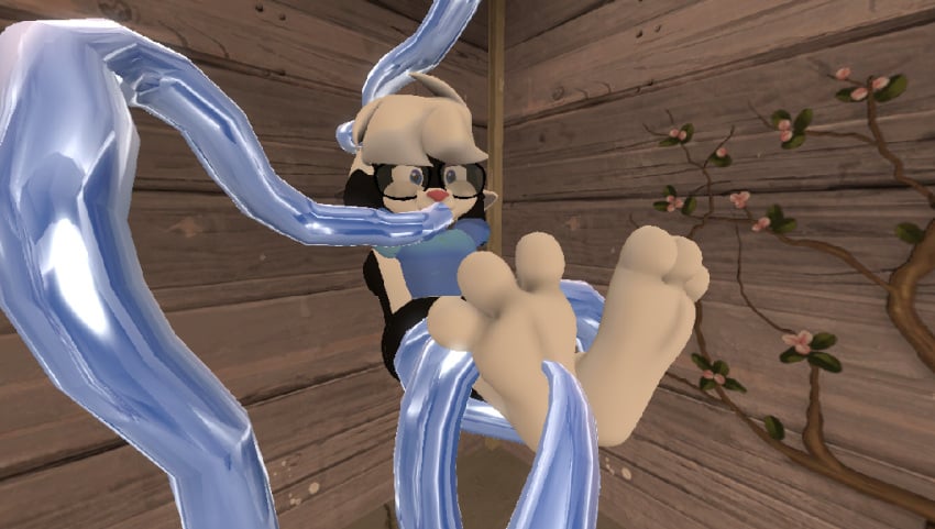 3d_(artwork) anonymous_artist anthro digital_media_(artwork) feet female foot_fetish foot_focus forced mammal mephitid penetration sabrina_(sabrina_online) sabrina_online skunk solo solo_focus source_filmmaker_(artwork) tentacle tentacle_penetration tickling