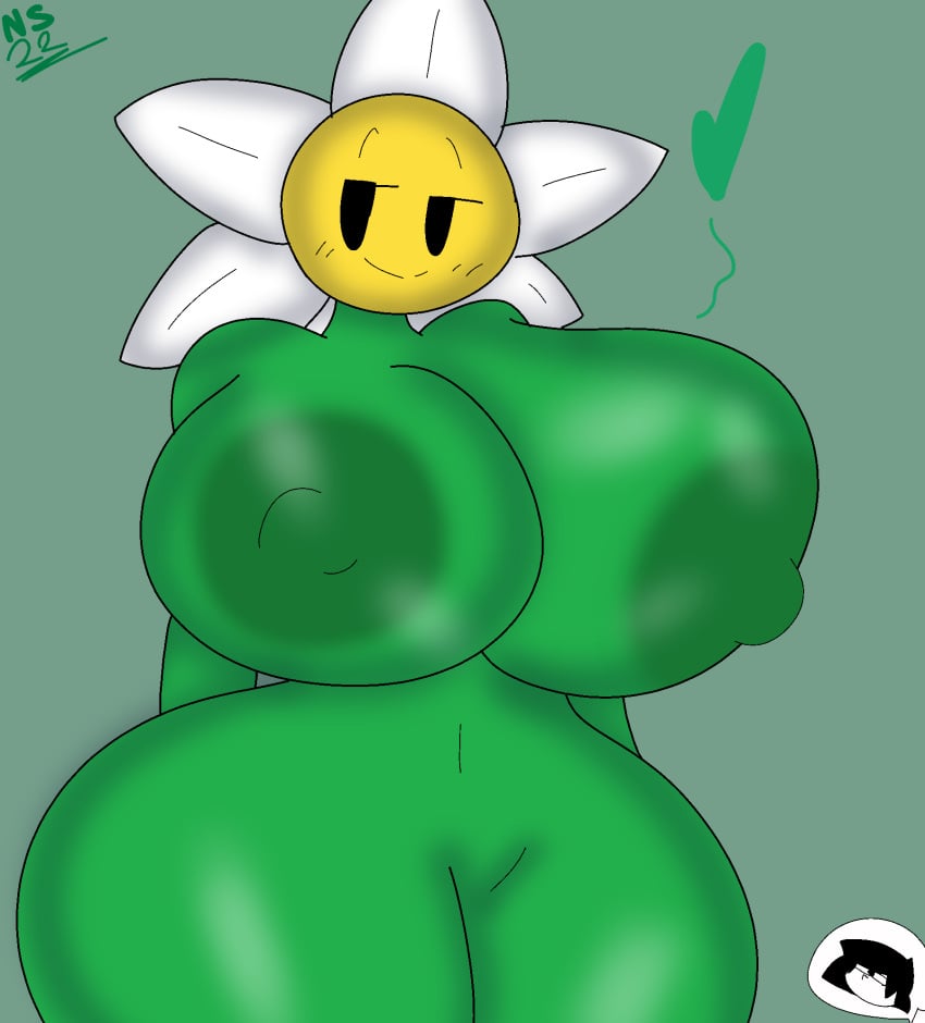 battle_for_dream_island bfdi big_ass big_breasts big_butt big_nipples big_thighs daisy_(flower) daisy_(nsfwed22) fan_character flower green_body green_skin nsfwed22 object_shows oc original yomemibus