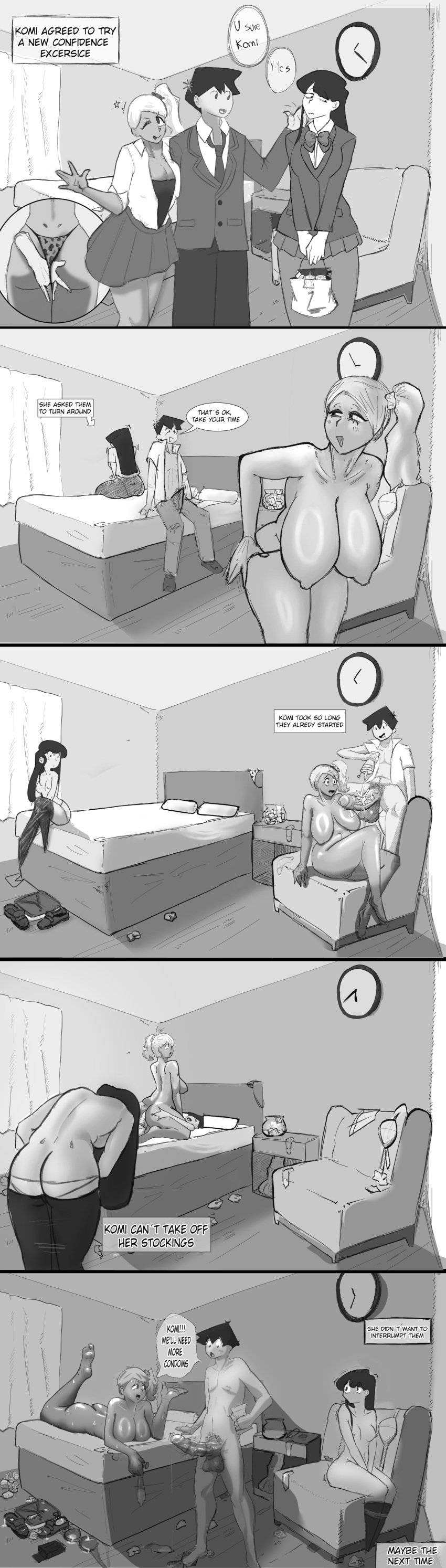 1boy 2girls ahe_gao black_and_white cheating cock_shock comic completely_nude condom condom_box cowgirl_position cuckquean cum_on_clothes female ffm_threesome gyaru hairy_balls huge_breasts huge_cock human human_only komi-san_wa_komyushou_desu komi_can&#039;t_communicate komi_shouko lipstick_mark lipstick_on_penis love_hotel male manbagi_rumiko messy_room netorare oiled oiled_skin reverse_netorare room sex sex_toy sexshopydibujos straight tadano_hitohito tan_body time_lapse trio used_condom vaginal_penetration voyeur voyeurism watching watching_sex