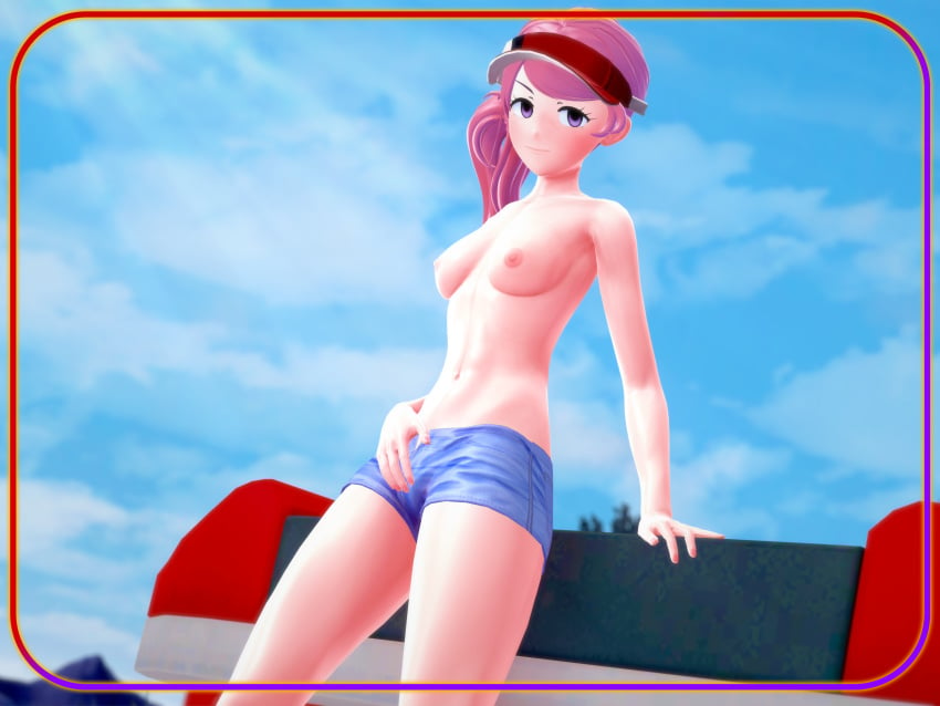 1girls 3d breasts dume female female_only fit fit_female nintendo nipples nude nude_female nurse nurse_joy nurse_joy_(paldea) pokemon pokemon_sv small_breasts topless