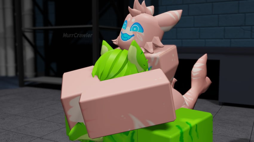 3d 3d_(artwork) blowjob gay gootraxian holding_head kaiju_paradise looking_pleasured murrcrawler oral pseudo_shork_(kaiju_paradise) roblox roblox_game robloxian shorks_(kaiju_paradise) text watermark watermelon_shork_(kaiju_paradise)