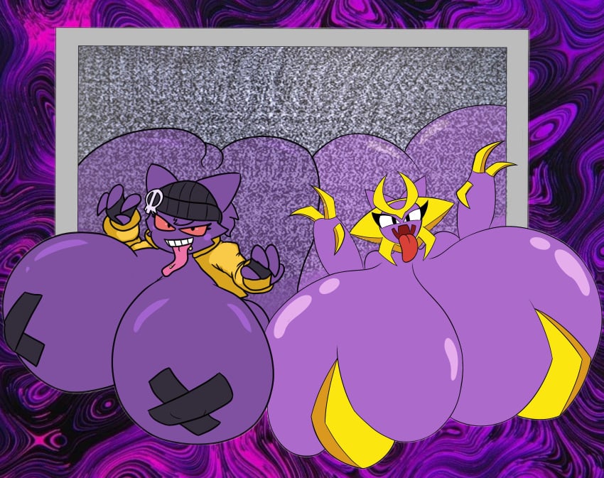 anthro breasts_bigger_than_head carrie_(dark_ball00n) gengar ghost haunter huge_breasts hyper hyper_breasts jenny_(pixizi) oc pokémon_(species) pokemon