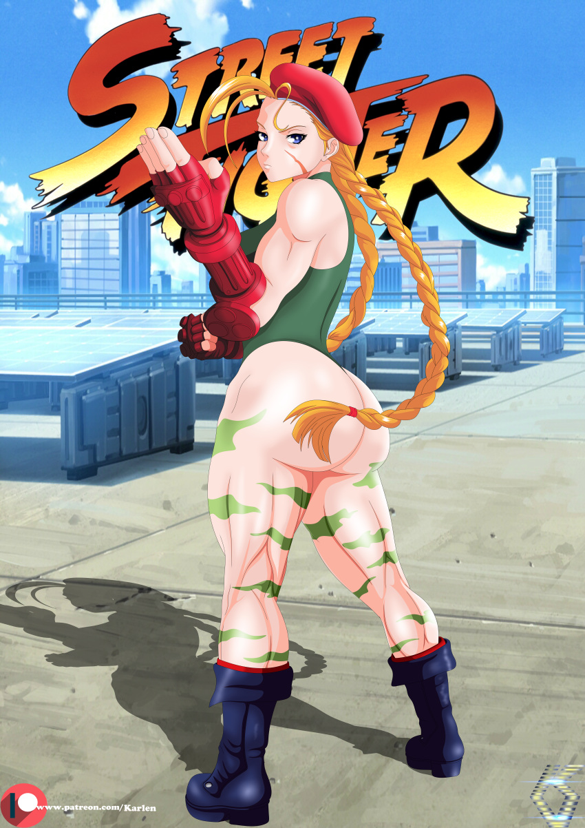 ass big_ass big_butt blonde_female blonde_hair blonde_hair cammy_white capcom fanart huge_ass huge_butt karlen_vardanyan legs muscle_girl muscular street_fighter