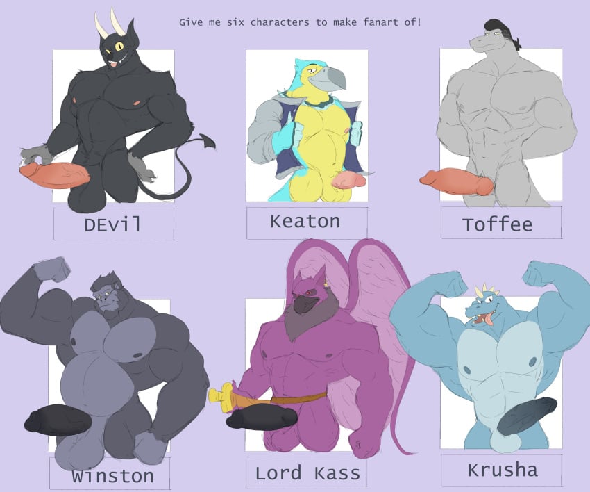 animal_crossing animal_crossing_new_horizons anthro avian balls bird boner crossover cuphead_(game) demon donkey_kong_(series) donkey_kong_country erection flexing furry gorilla horns keaton_(animal_crossing) kremling krusha lord_kass male male_only neopets nintendo nude overwatch overwatch_2 penis scalie six_fanarts_challenge star_vs_the_forces_of_evil the_devil_(cuphead) toffee_(svtfoe) unrealrui winston_(overwatch)