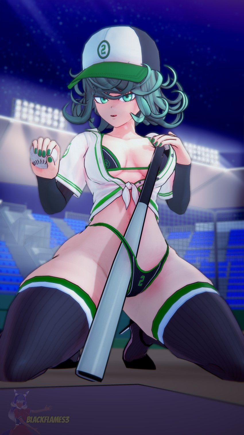 3d baseball_bat baseball_cap bikini bitch blackflames3 breasts female female_pervert high_heels medium_breasts night number_tattoo one-punch_man panties pervert presenting public_nudity sexually_suggestive solo submission suketto_sanjou!! tatsumaki thighhighs thighs underwear