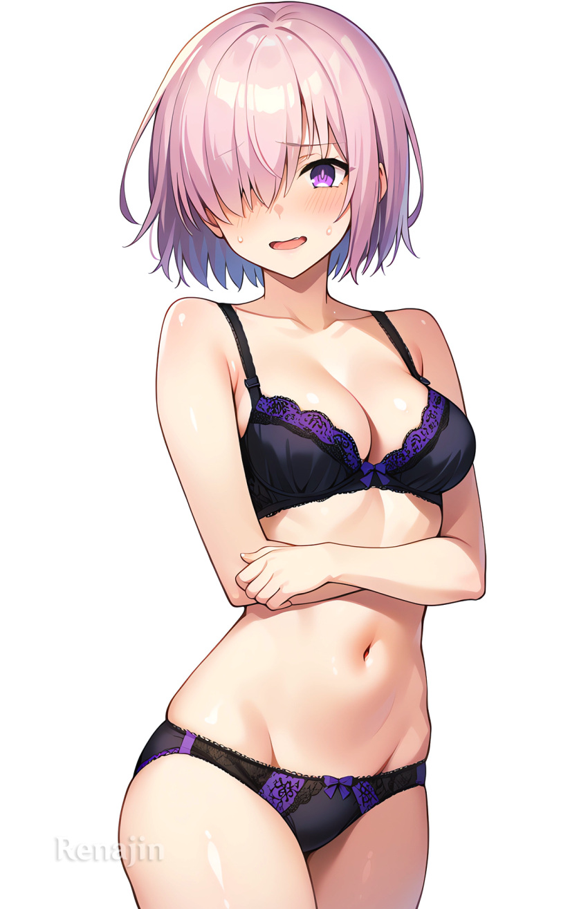 1girl 1girls ai_generated big_breasts breasts cleavage female female_focus female_only large_breasts mash_kyrielight medium_breasts petite petite_body petite_female pink_hair renajin solo type-moon