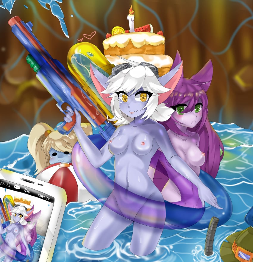 2017 4_fingers :| apple ball beach_ball big_ears blonde_hair blue_skin blush breasts burning_candle cake candle cellphone eyewear female fingers fire food fruit fur goggles green_eyes group highres holding_object holding_weapon humanoid league_of_legends looking_at_viewer lulu_the_fae_sorceress mammal melon navel nipple_bulge nipples nude phone pool_tube poppy purple_hair purple_skin pussy riot_games short_hair shortstack simple_background smile snorkel strawberry teemo tristana underwater water water_gun watermelon weapon wet white_candle white_hair yellow_eyes yordle 傲嬌病魔兔