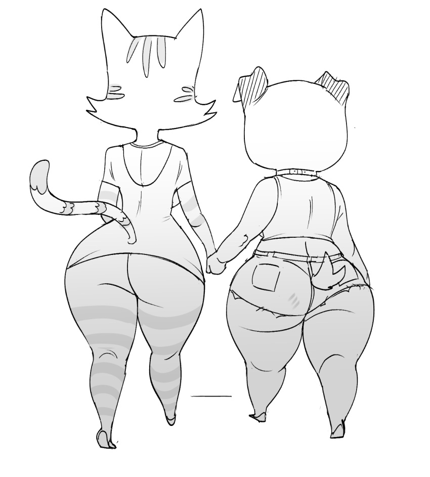 2024 2girls anthro ass backless_clothing backless_dress big_ass big_butt biped black_and_white bottom_heavy bottomless bottomless_anthro bottomless_female bottomwear bunny_(litterbox_comics) button_ears canid canine canis chest_tuft clothed clothed_anthro clothed_female clothing cocktail_dress collar crop_top cutoffs daisy_dukes dbaru denim denim_bottomwear denim_clothing digital_drawing_(artwork) digital_media_(artwork) domestic_cat domestic_dog dress duo faceless_anthro faceless_character faceless_female fat_ass fat_butt felid feline felis female female/female female_only fingers floppy_ears fran_(litterbox_comics) fully_clothed fully_clothed_anthro fully_clothed_female fur fur_tuft hand_holding hi_res hotpants huge_ass huge_butt jewelry litterbox_comics mammal markings mature mature_anthro mature_female mature_woman milf molosser monochrome necklace no_underwear plantigrade pockets prick_ears pug raised_heel rear_view shirt short_dress short_tail shorts sketch skimpy small_molosser straight_legs striped_arms striped_body striped_fur striped_head striped_legs striped_markings striped_tail stripes tabby_cat tail tail_markings tail_size_difference thick_thighs topwear toy_dog tuft underbutt upskirt walking webcomic wide_hips