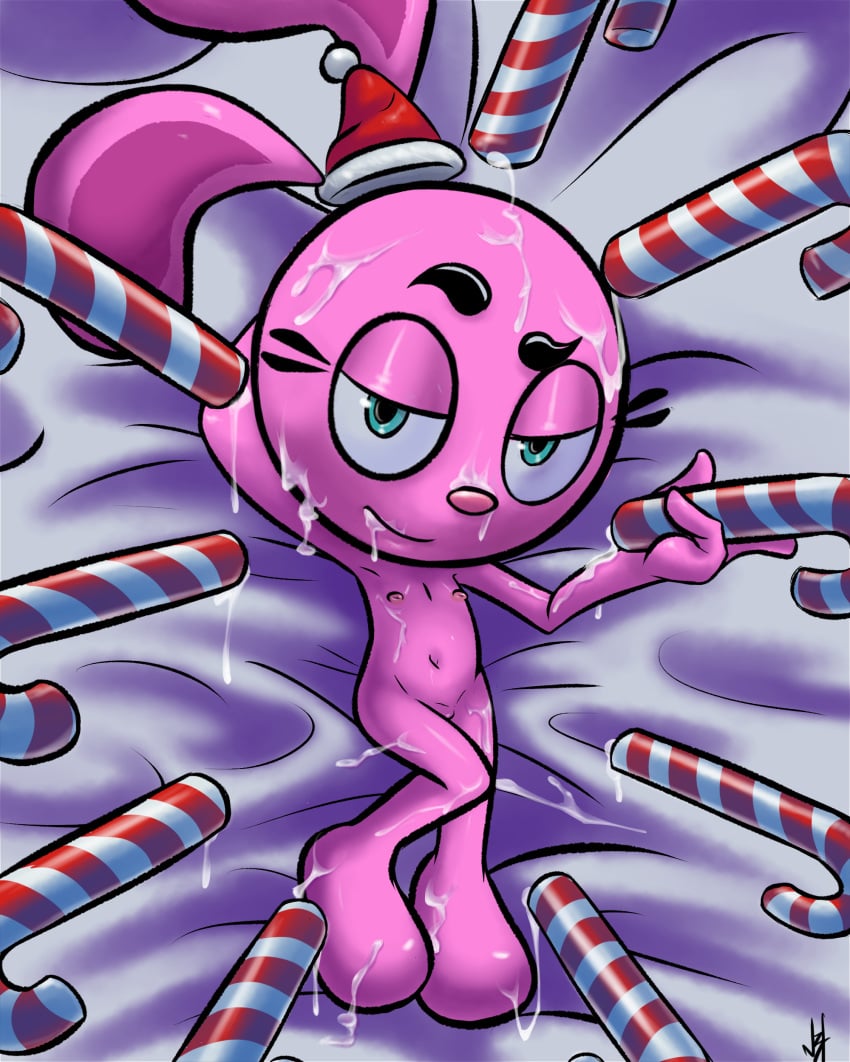 anthro barely_visible_genitalia candy candy_cane christmas cum cum_everywhere cum_on_body cum_on_face cumshot ejaculation female food fur green_eyes holidays lagomorph looking_at_viewer mammal messy n3f nude orgasm pink_fur rabbit yin_(yin_yang_yo!) yin_yang_yo!