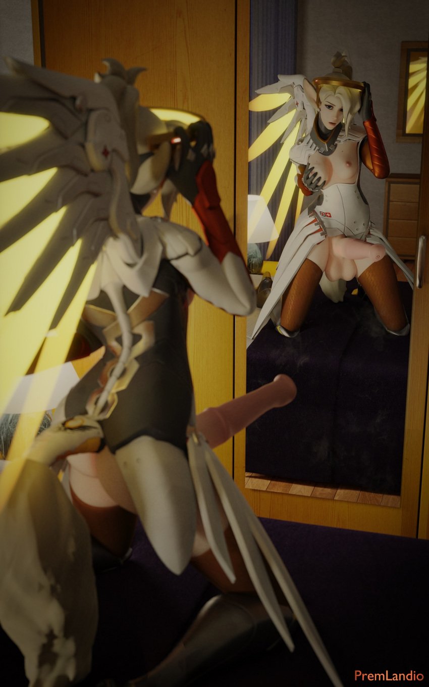 1futa 3d animal_genitalia animal_penis blonde_hair breasts functionally_nude futa_only futanari horsecock huge_cock human_with_animal_genitalia human_with_horsecock intersex medium_breasts mercy mirror overwatch premlandio solo source_filmmaker