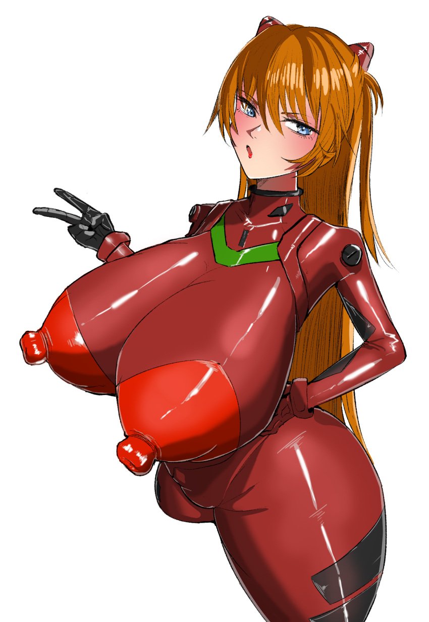 asuka_langley_sohryu big_breasts big_nipples bodysuit event13 hyper latex latex_clothing latex_suit neon_genesis_evangelion plugsuit tight_clothes tight_clothing tight_fit wide_hips