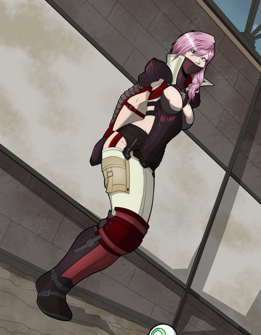 aceliuszid armbinder arms_behind_back bondage bound bound_arms eclair_farron female female_only femsub final_fantasy final_fantasy_xiii gag pink_hair png square_enix