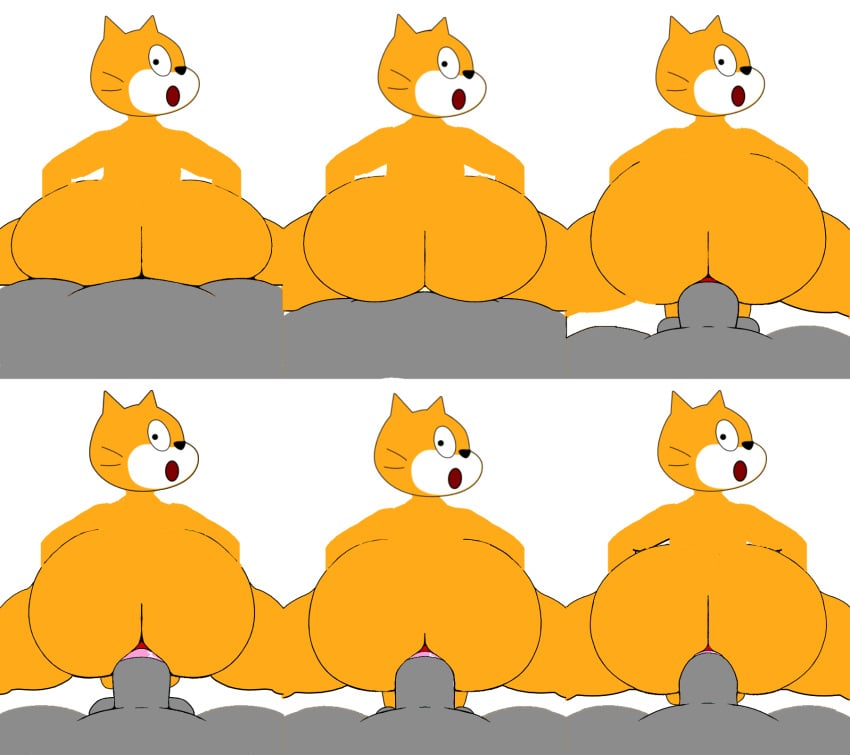 anal_sex anon big_ass big_butt non-human non-human_only open_mouth scratch_(application) scratch_cat sprite_sheet suprised_expression toony transparent_background