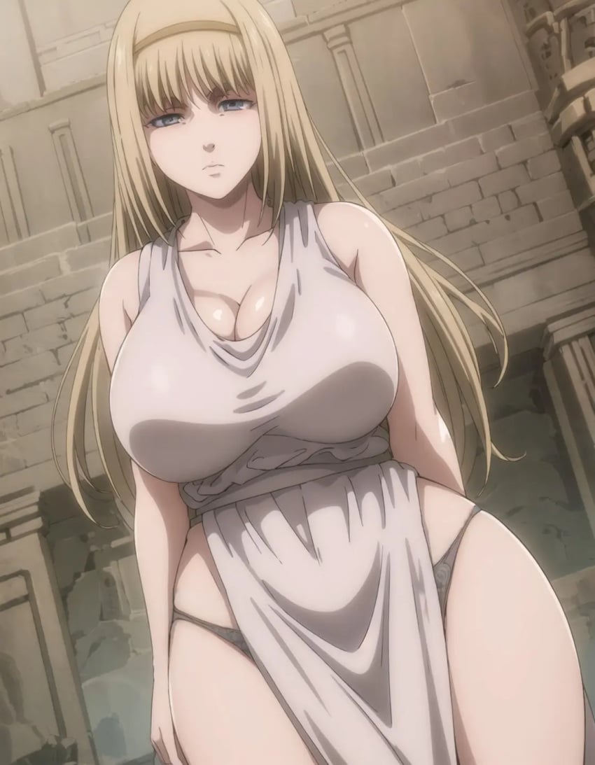 ancient_greek_clothes attack_on_titan big_breasts greco-roman_clothes greek_clothes milf panties thong wide_hips ymir_fritz