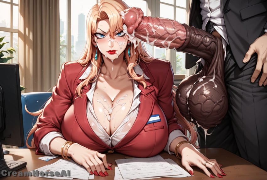 1girls ai_generated angry angry_expression angry_face angry_sex big_ass big_balls big_breasts big_butt big_eyes big_penis blonde_hair blue_eyes blush business_suit business_woman cleavage covered_in_cum creamhorseai cum cum_covered cum_drip cum_in_mouth cum_inside cum_on_body cum_on_breasts cum_on_face equine_penis excessive_cum eyelashes eyeshadow female high_resolution highres horsecock huge_balls huge_breasts huge_cock hyper_balls imminent_oral imminent_sex kurashiki_reika long_hair makeup male male/female mascara mature_female milf mommy necklace penis_on_face red_lipstick saimin_seishidou secretary seductive seductive_eyes seductive_look suit testicles tsundere voluptuous voluptuous_female