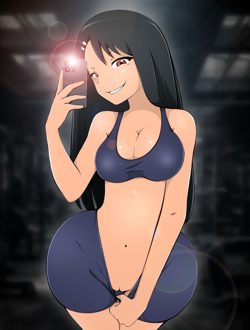 breasts female gym gym_clothes gym_shorts gym_uniform hayase_nagatoro horny horny_female please_don't_bully_me,_nagatoro pussy selfie standing uncensored vagina zonen404